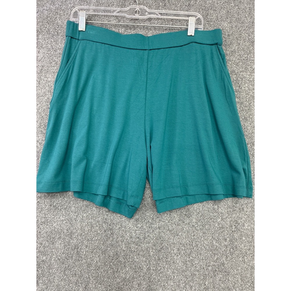 J. Jill Wearever Teal Wide Leg Knit Shorts Womens Medium NWT Pocketed